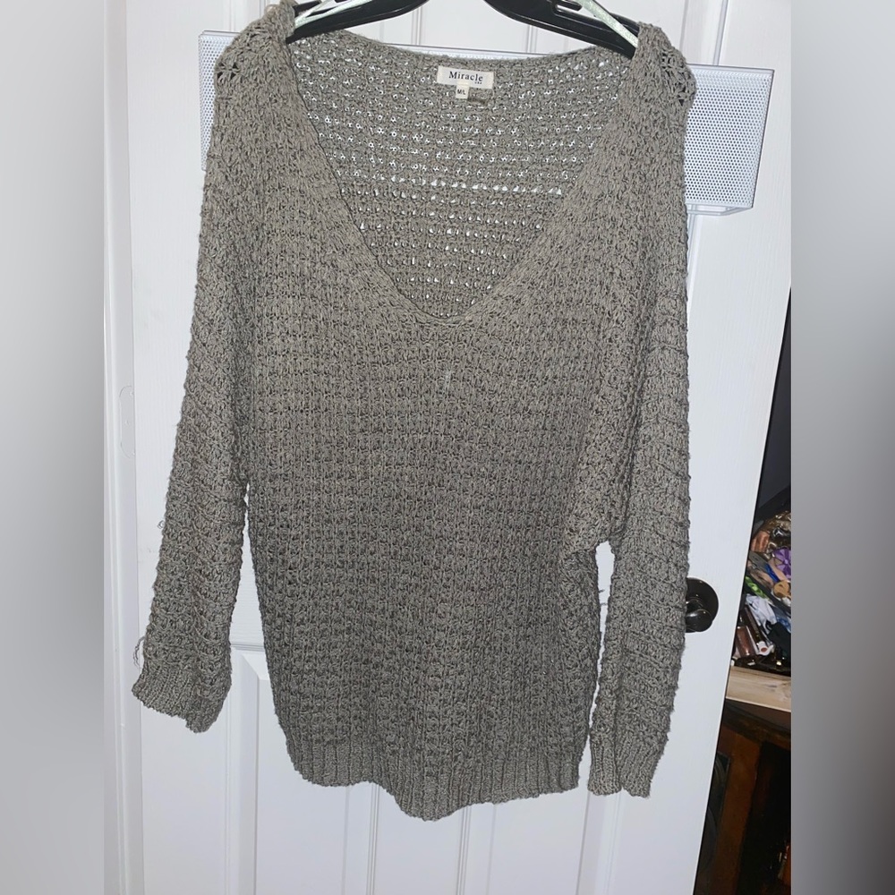 Sage green knit sweater.  Perfect for the Holidays!